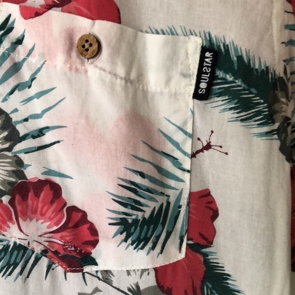 SOUL Star floral patterned light short sleeve cotton button down - Picture 4 of 7